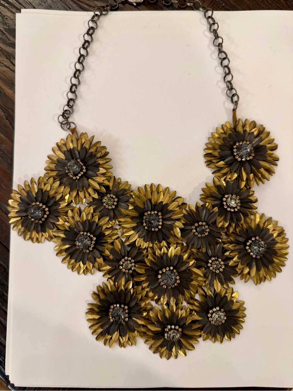 Deepa Gurnani Handmade Gold and Black Floral Statement Necklace